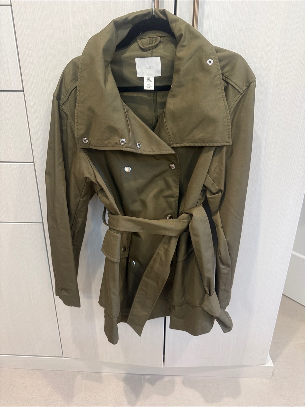 H&M Olive Green Belted Trench Coat